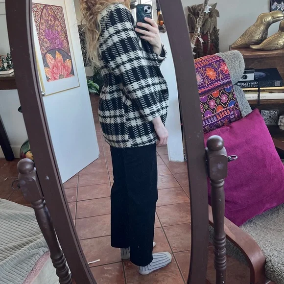 Vintage Black and White Wool Plaid Coat - Picture 12 of 12